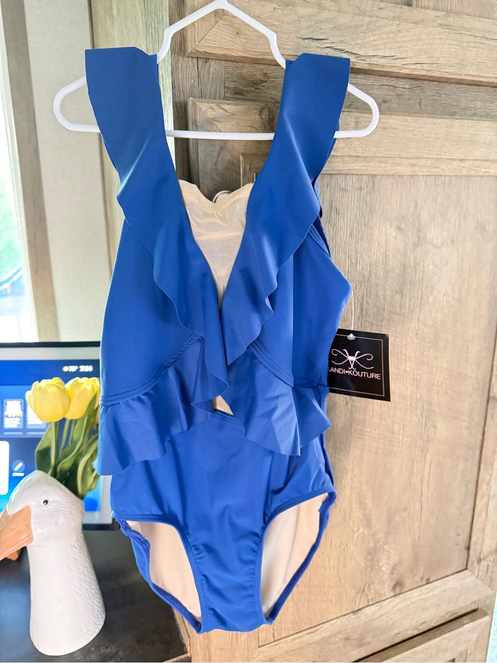 BELLA RUFFLE LEOTARD - DEEP BLUE Kandi Kouture TS